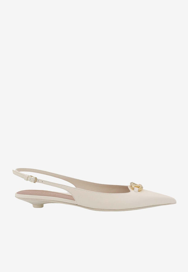 The Bold Edition VLogo Slingback Flats in Calf Leather