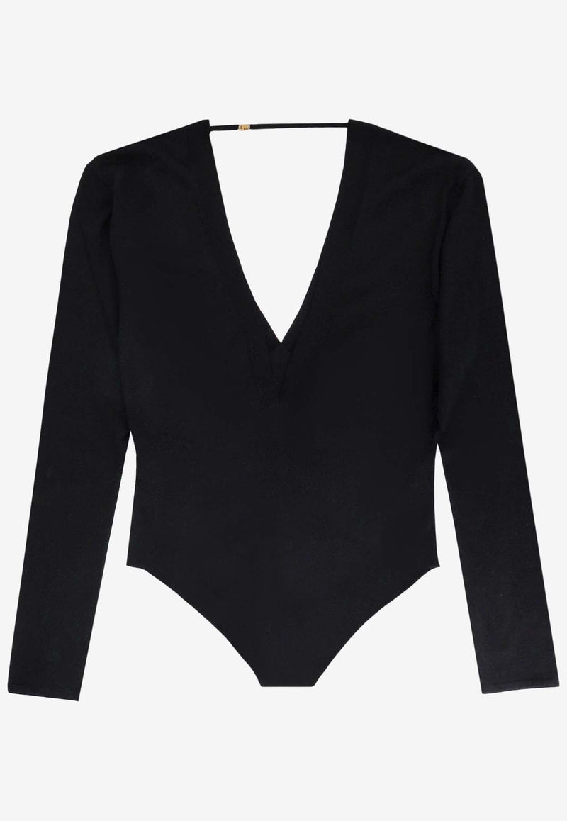 V-neck Long-Sleeved Bodysuit