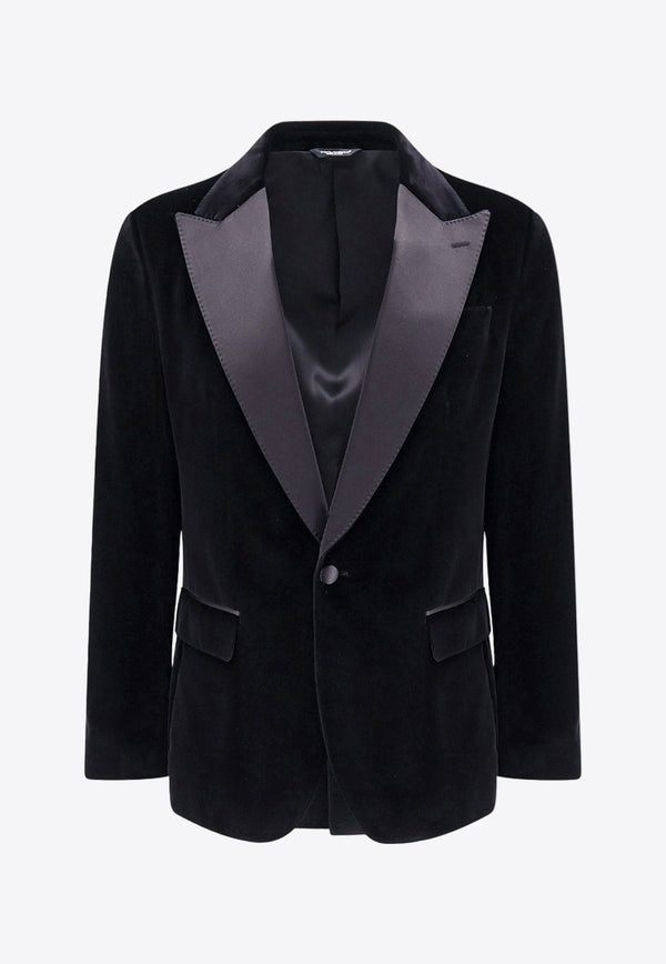 Single-Breasted Velvet Tuxedo Blazer