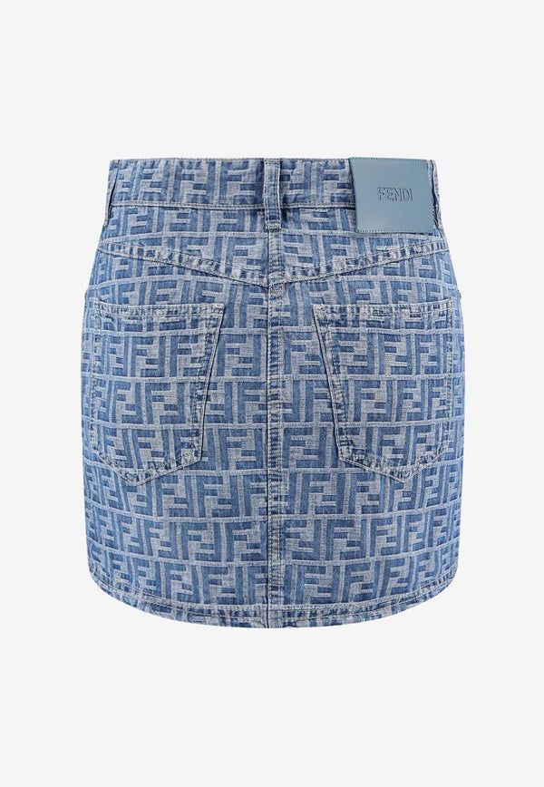 FF Jacquard Mini Denim Skirt