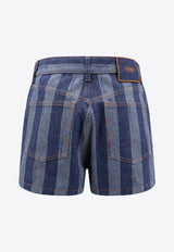 Pequin Stripes Mini Denim Shorts