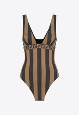 Pequin Stripes One-Piece Logo Swimsuit