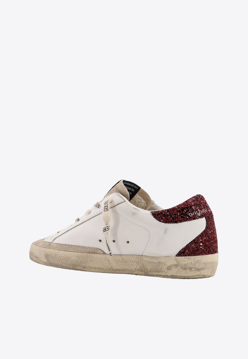 Super-Star Distressed Leather Sneakers with Glittered Star