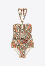 Ottie Paisley Print Halterneck One-Piece Swimsuit