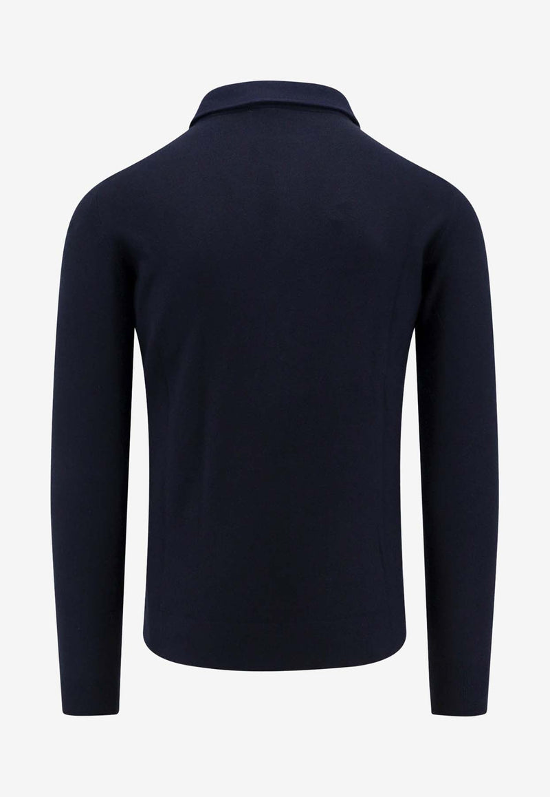 Long-Sleeved Cashmere Polo T-shirt