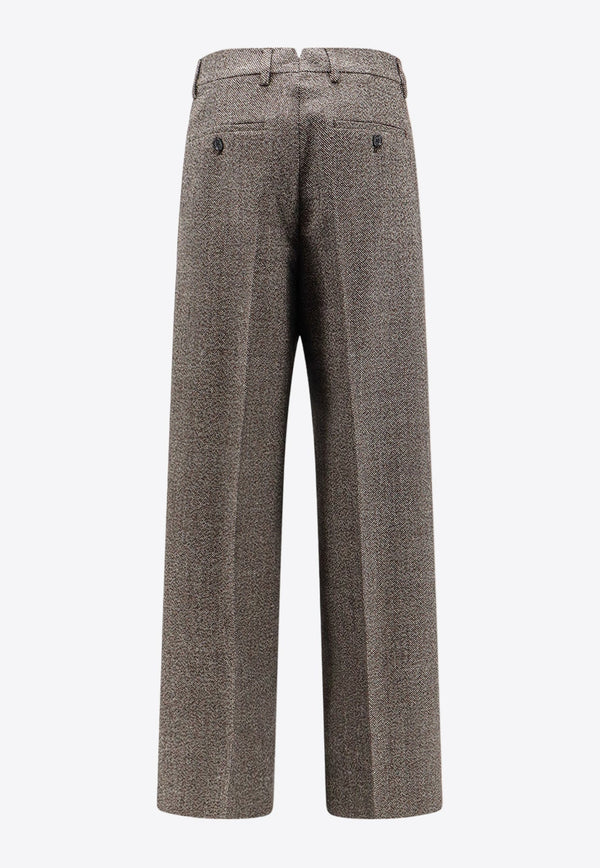 Straight-Leg Wool Tailored Pants
