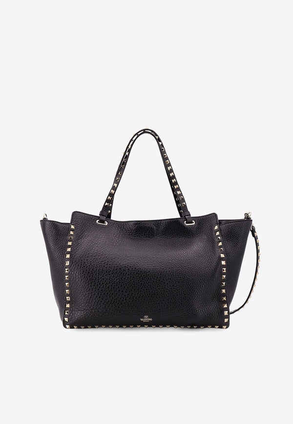 Medium Rockstud Tote Bag in Hammered Leather