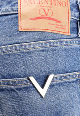 V Detail Straight-Leg Jeans