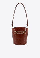 Whitney Croc-Embossed Leather Bucket Bag