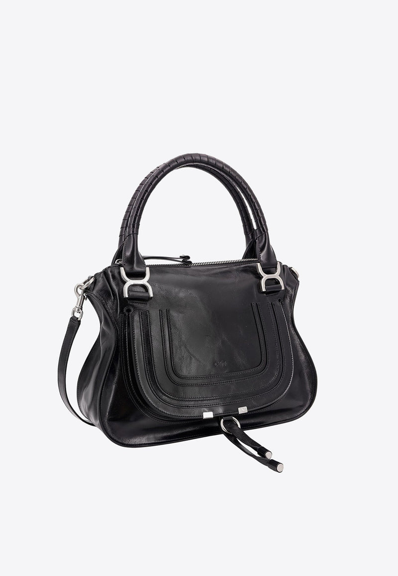 Marcie Shiny Leather Top Handle Bag