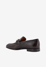 Gancini Plaque Leather Loafers