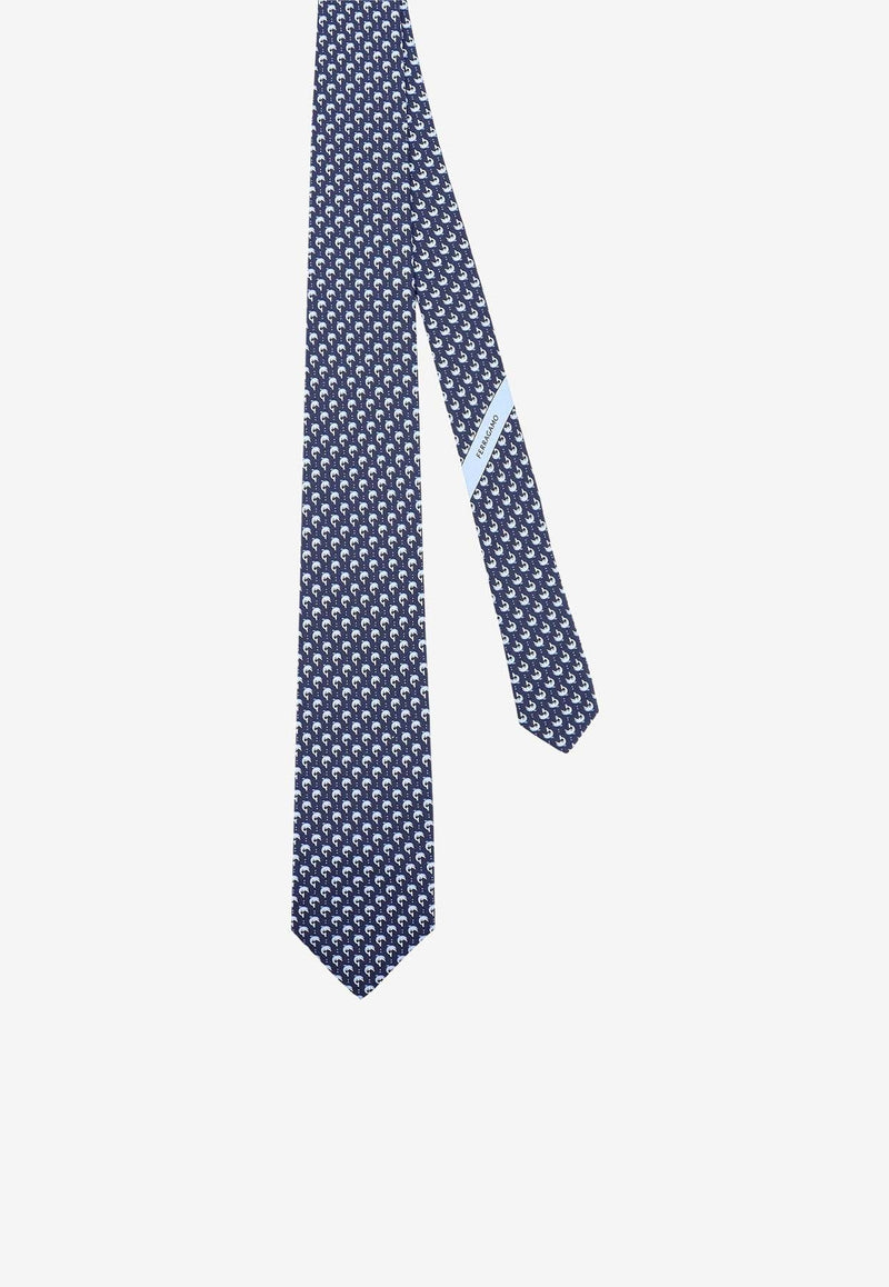 All-Over Dolphin Print Silk Tie