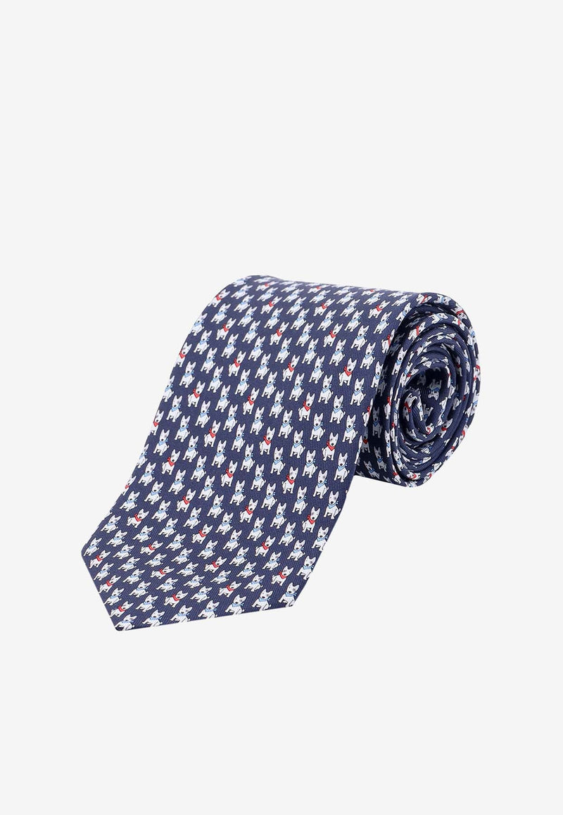 All-Over Terrier Print Silk Tie