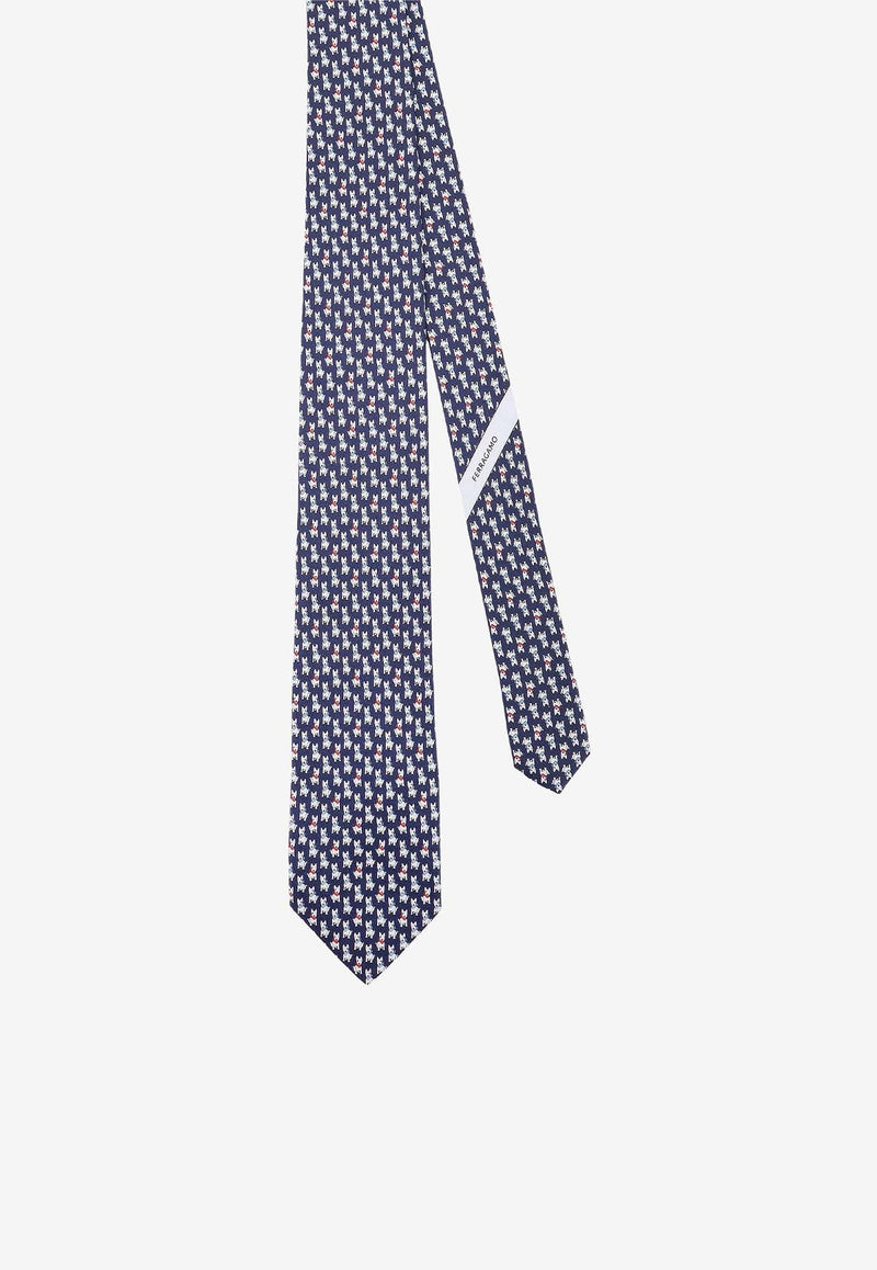 All-Over Terrier Print Silk Tie