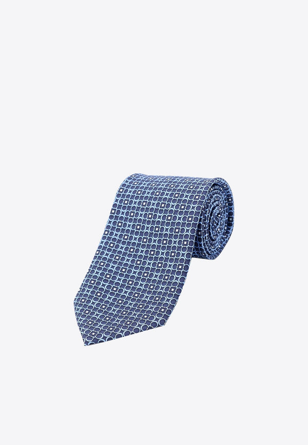 Gancini Print Silk Tie