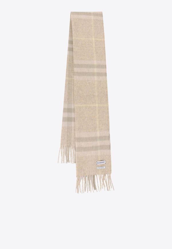 Check Fringed Cashmere Scarf