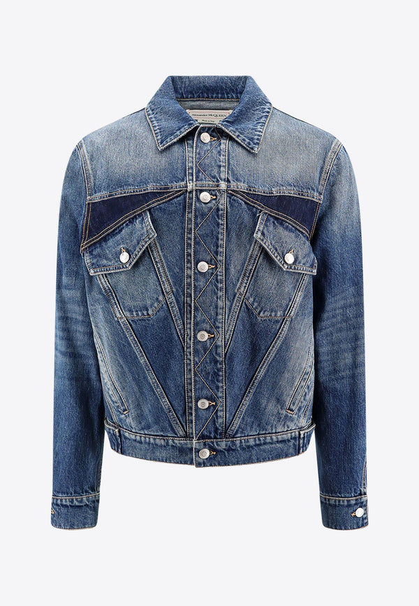 Twisted Seam Paneled Denim Jacket