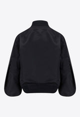 Puff-Sleeve Zip-Up Bomber Jacket