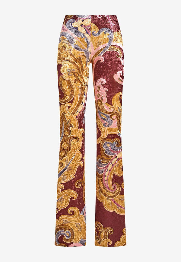 Chenille Printed Flared Pants