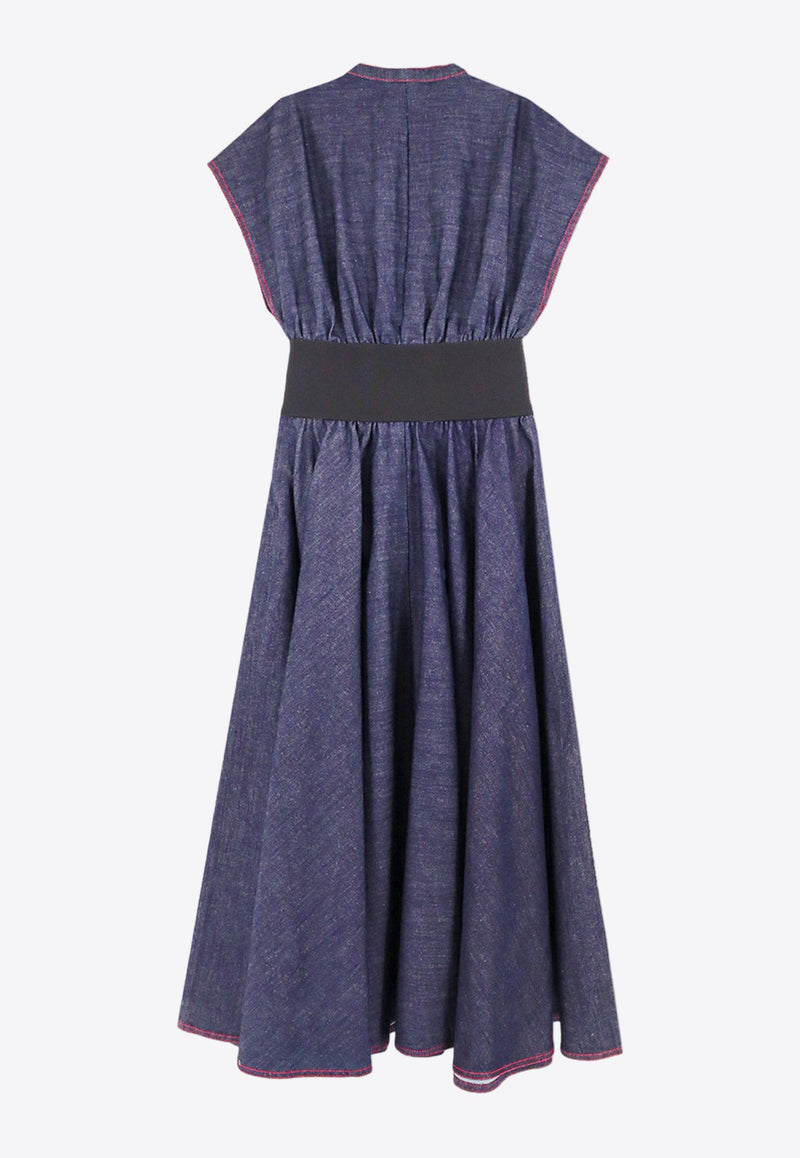 Belted Midi Denim Dress