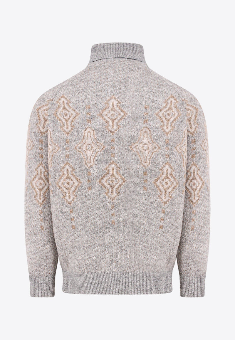 Geometric Pattern Wool-Blend Sweater