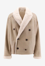 Reversible Double-Breasted Shearling Coat