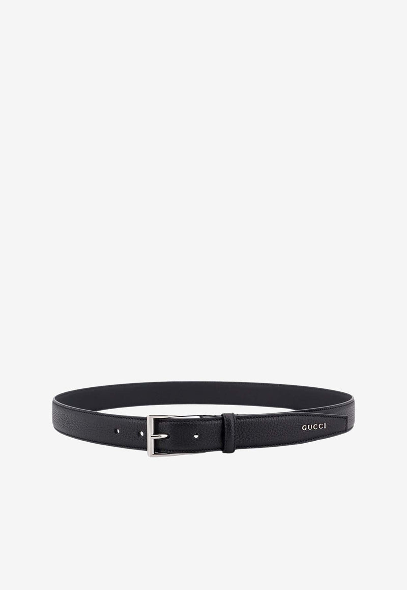 Rectangular Buckle Leather Belt