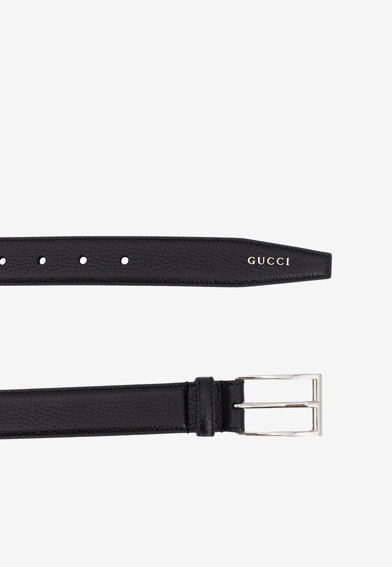 Rectangular Buckle Leather Belt