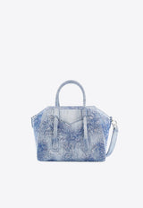 Mini Antigona Lock Embroidered Denim Handbag