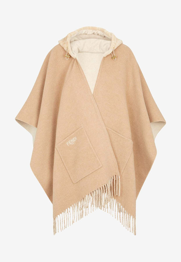 Wool-Blend Hooded Poncho