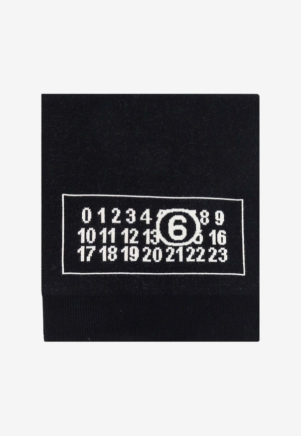Signature Numeric Print Wool Scarf