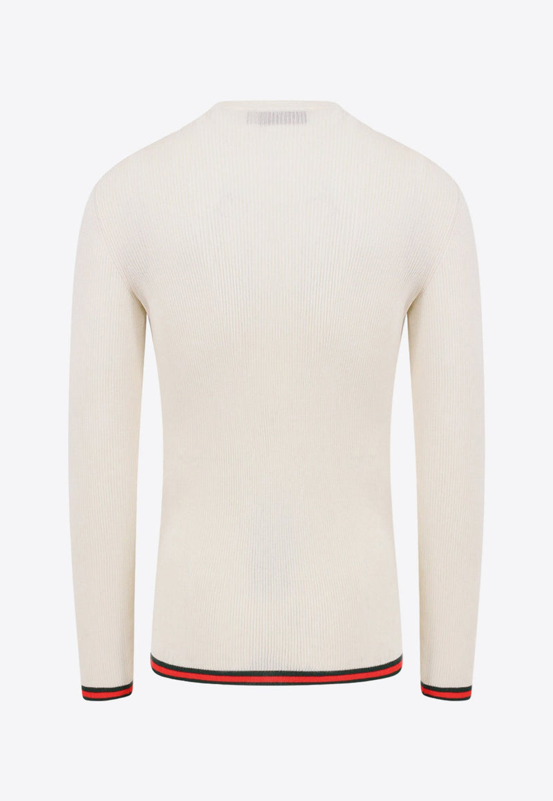 Ribbed Crewneck Silk Sweater