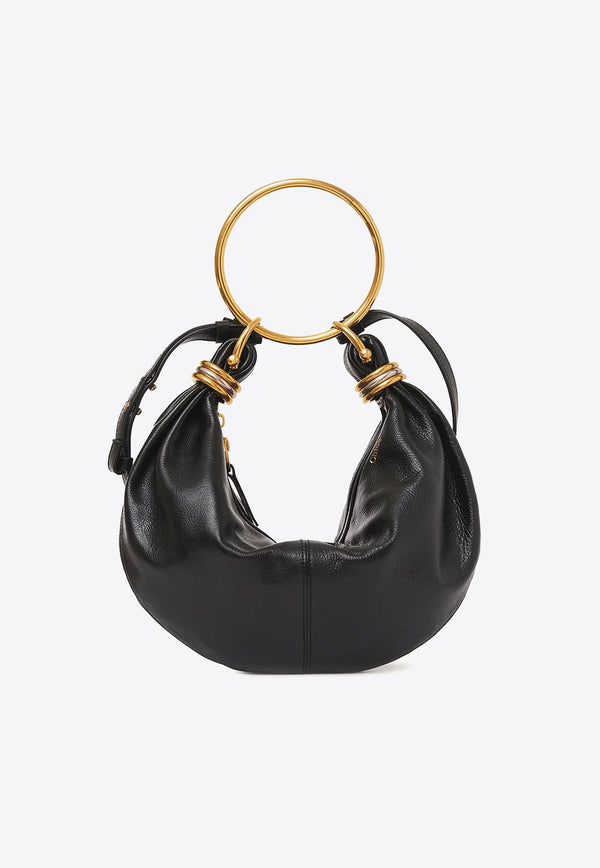 Small Bracelet Grained Leather Hobo Bag