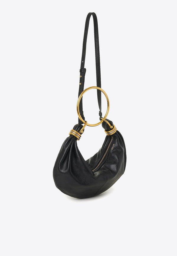 Small Bracelet Grained Leather Hobo Bag