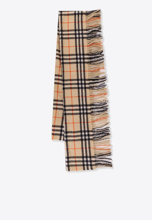 Vintage Check Cashmere Fringed Scarf