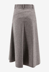 Wool Midi Flute Skirt