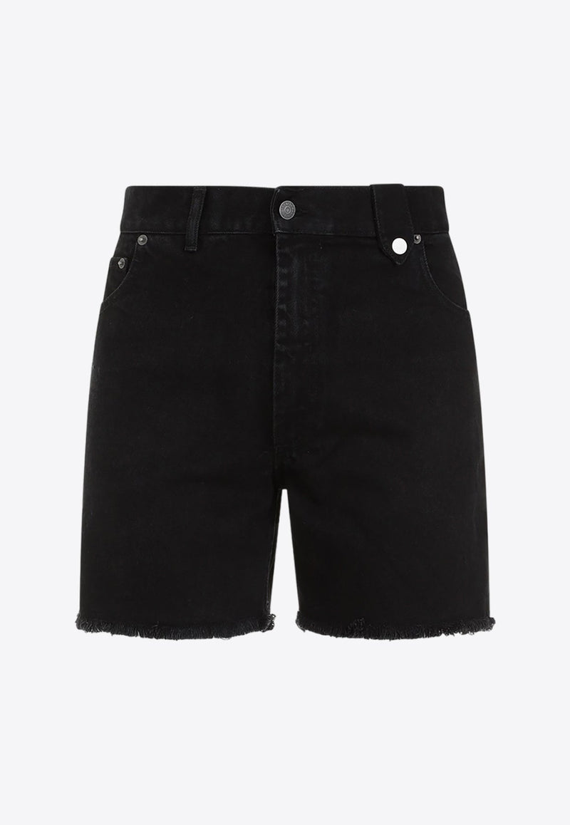 Washed-Out Denim Shorts