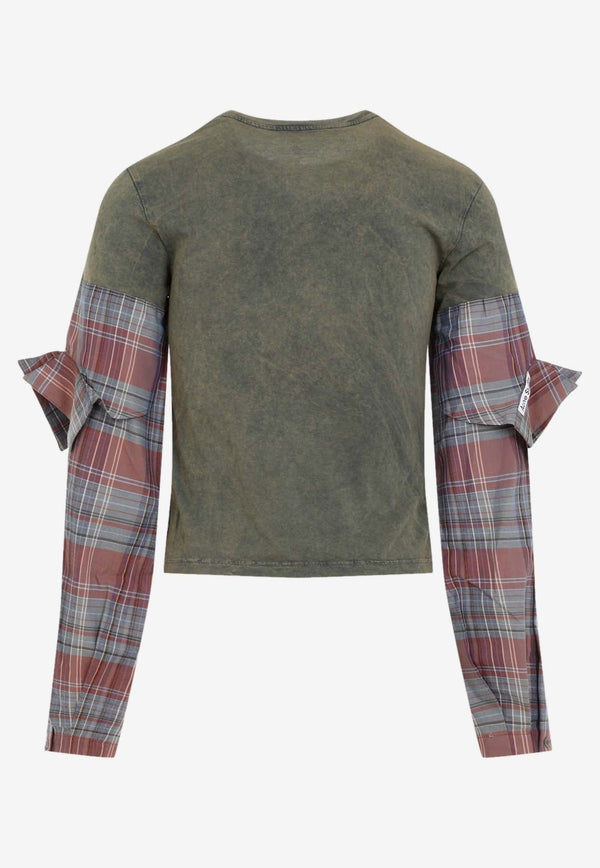 Constructed Flannel Sleeves T-shirt
