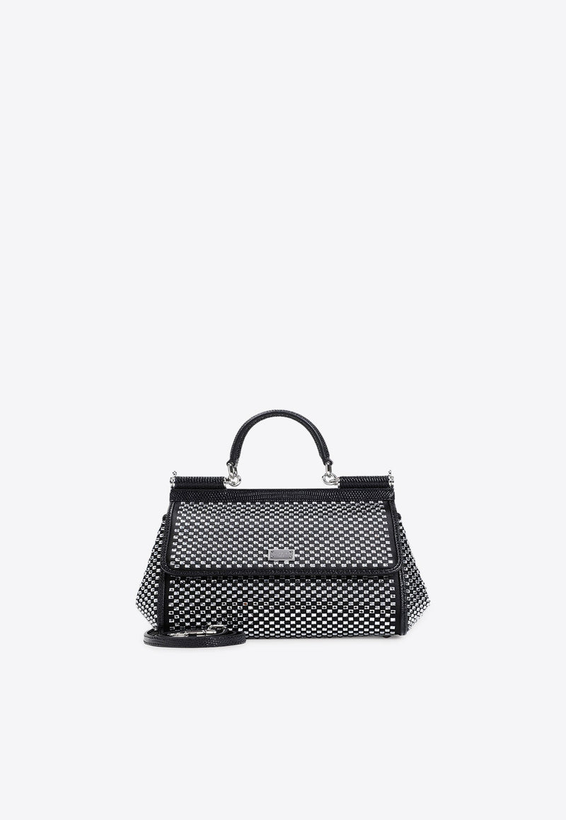 Medium Sicily Crystal-Embellished Shoulder Bag