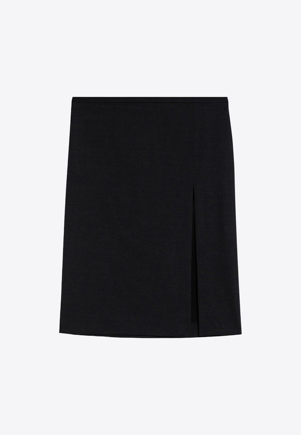 Wool-Blend Split Skirt