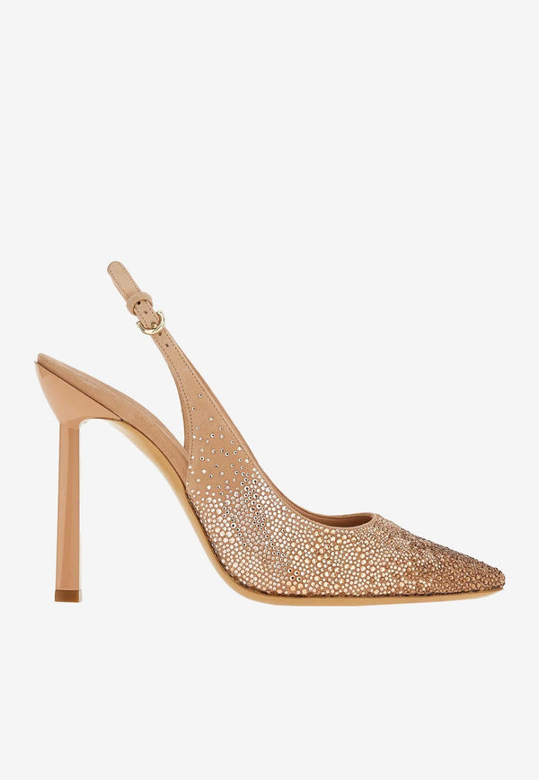 Jessie 100 Crystal Suede Slingback Pumps