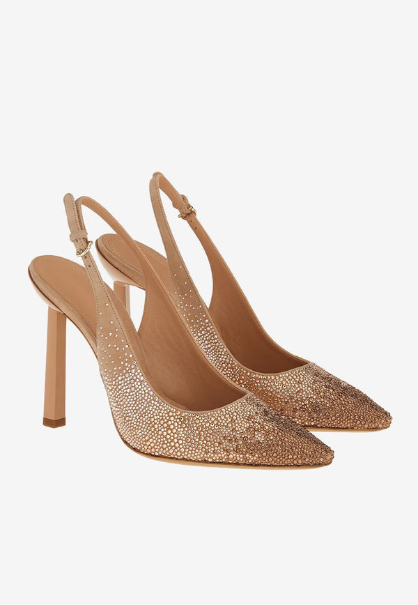 Jessie 100 Crystal Suede Slingback Pumps