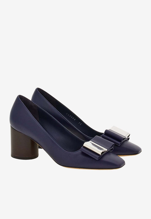 Lena 60 Double-Bow Nappa Leather Pumps