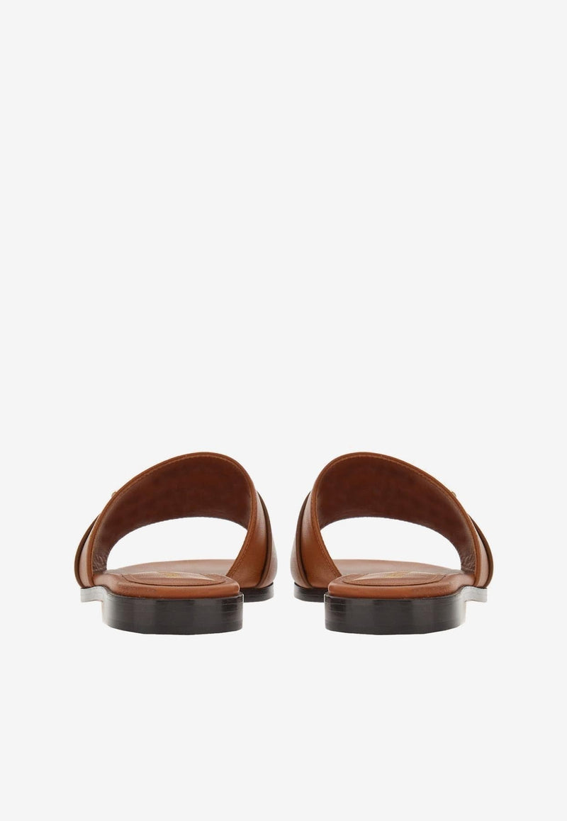 Priscilla Gancini-Plaque Flat Sandals