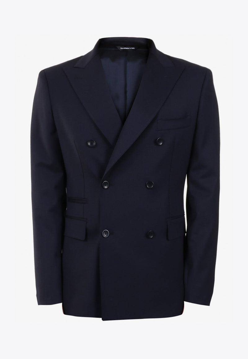 Double-Breasted Wool Suit Blazers