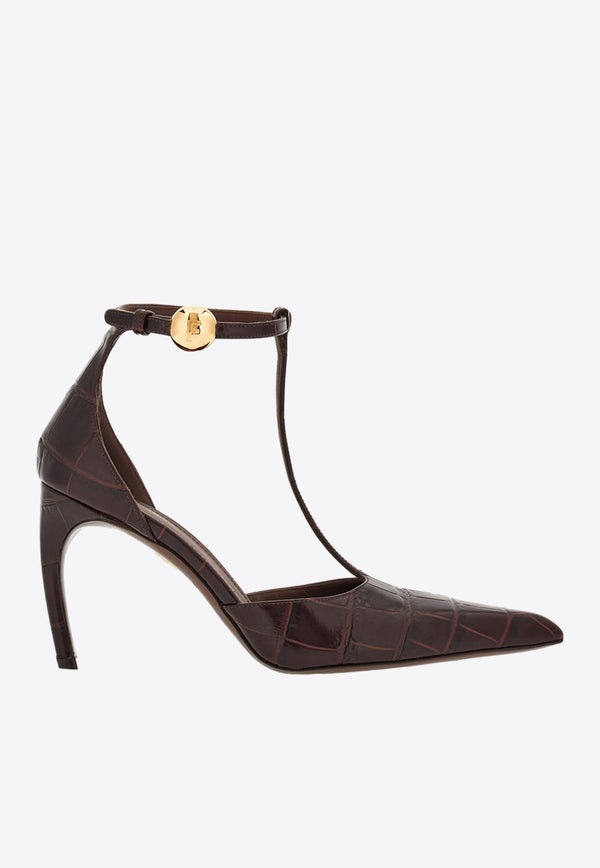 Odette 95 Pumps in Croc-Embossed Leather