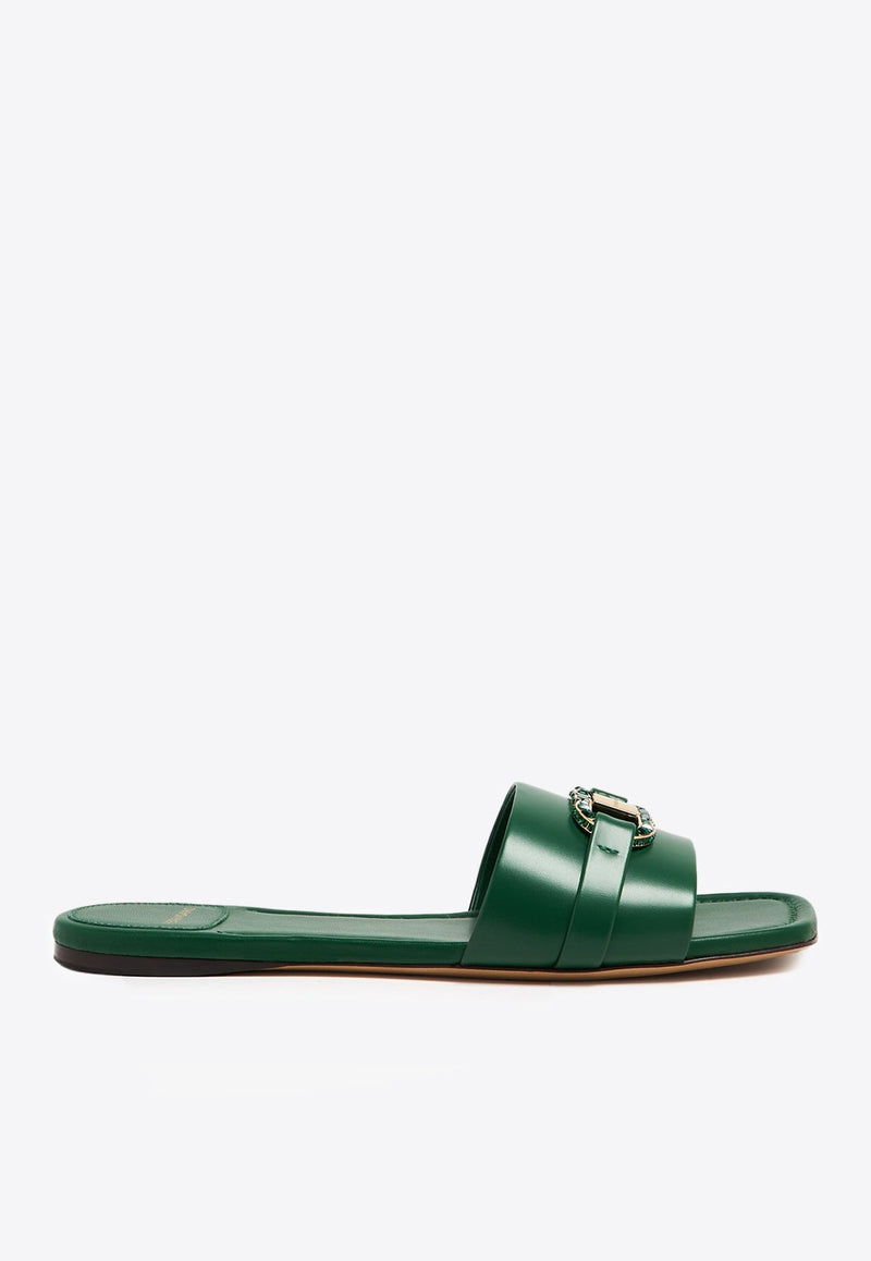 Leah Gancini Leather Slides