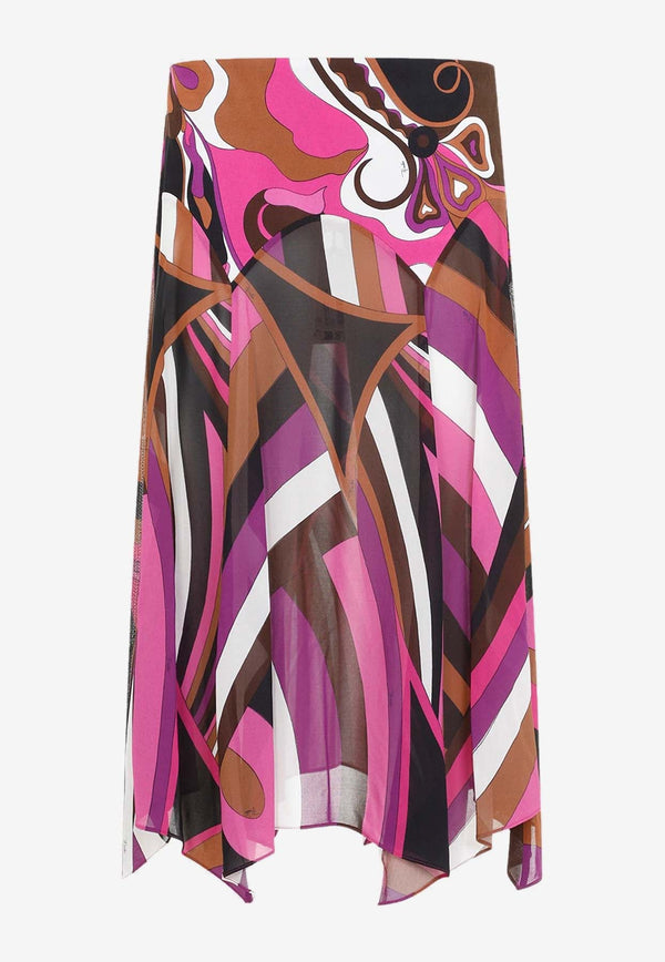 Iride Print Midi Skirt