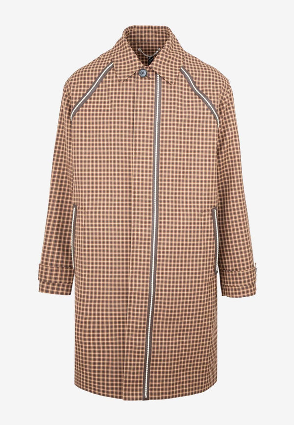 Checkered Nylon Car Coat