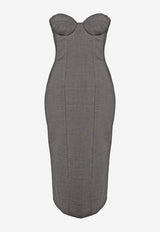 Strapless Wool-Blend Midi Corset Dress